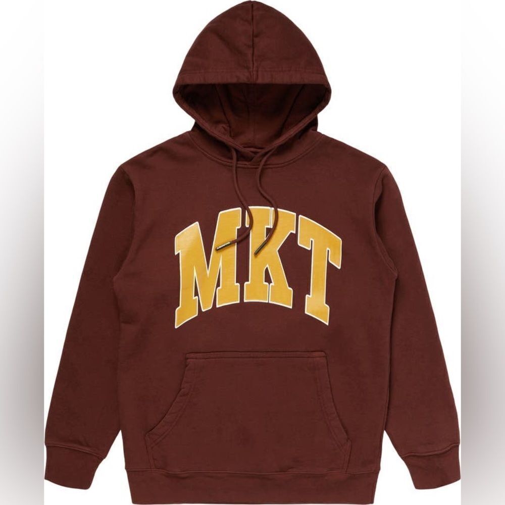 Market Brown  MKT Logo Acorn Arc Graphic Hoodie Size Medium